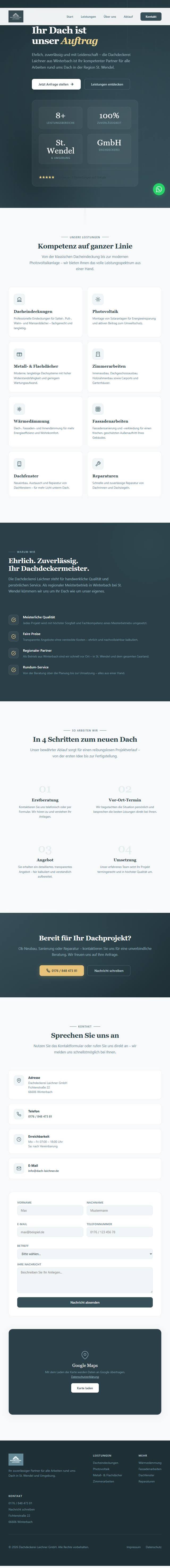 Website der Dachdeckerei Laichner GmbH aus Winterbach